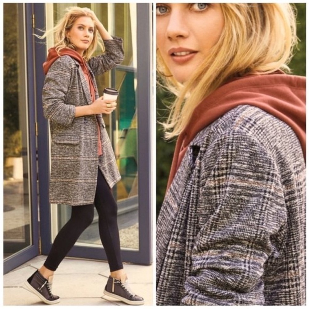 Sanctuary Carlyle Plaid Coat Abstract Plaid Soft Oversized Career Jacket Medium - Picture 2 of 15